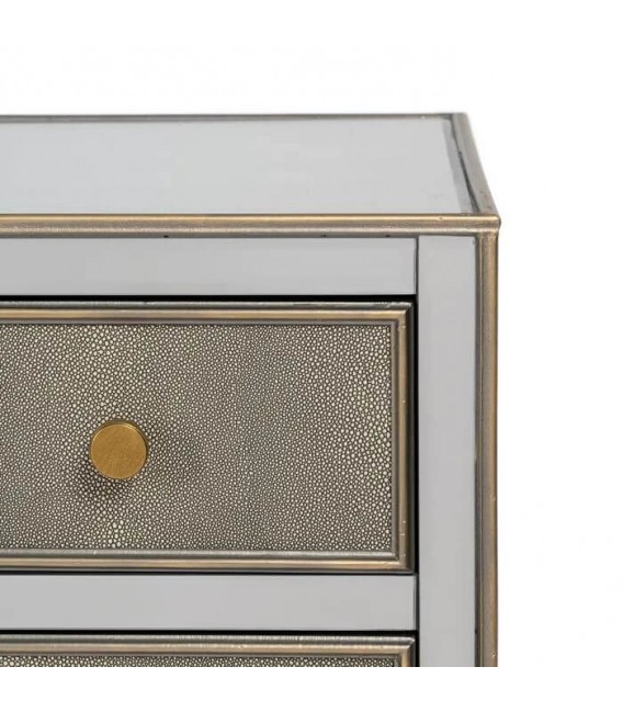 TAQUILLON ESPEJO Y SIMIL PIEL ACABADO PLATA VIEJO MDMHOGAR