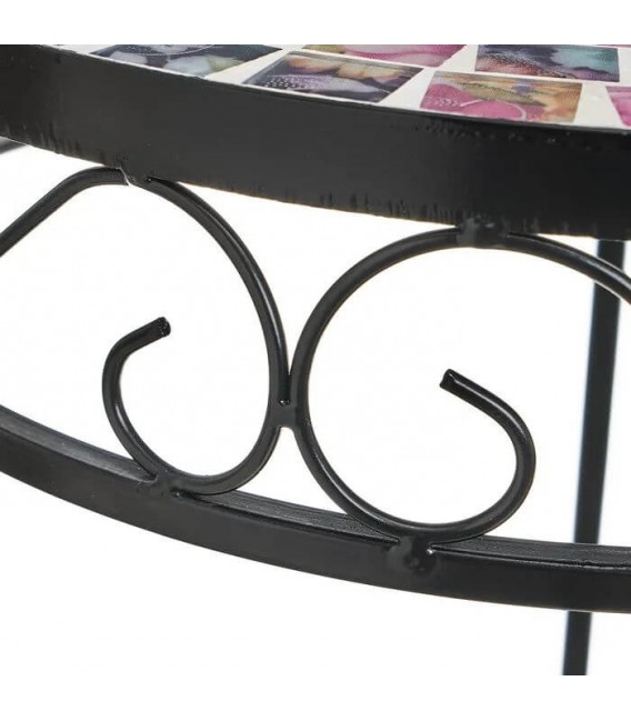 SET 3 PEDESTALES LELIS METAL Y CERAMICA LILA MDMHOGAR