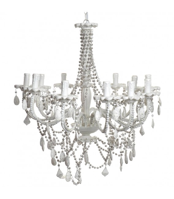 LAMPARA DE TECHO METAL BLANCO ROZADO 12 LUCES ARAÑA MDMHOGAR