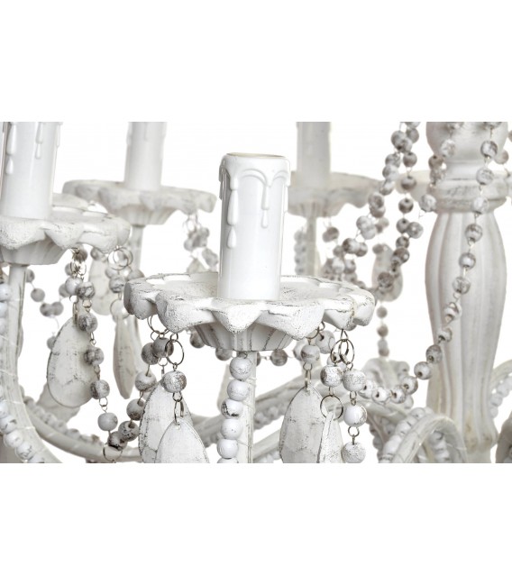 LAMPARA DE TECHO METAL BLANCO ROZADO 12 LUCES ARAÑA MDMHOGAR