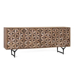 APARADOR MADERA DE MANGO NATURAL METAL NEGRO