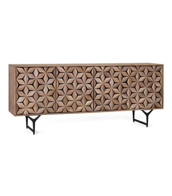 APARADOR MADERA DE MANGO NATURAL METAL NEGRO