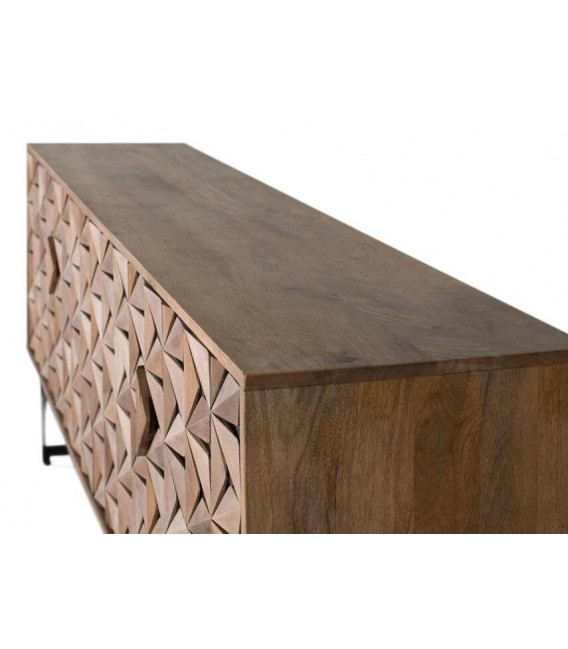 APARADOR MADERA DE MANGO NATURAL METAL NEGRO