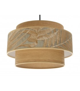 LAMPARA DE TECHO  TEXTIL GRIS Y MARRON METAL ORO VIEJO MDMHOGAR