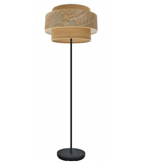 LAMPARA DE PIE SABAGE TEXTIL GRIS Y MARRON METAL NEGRO MDMHOGAR