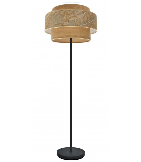 LAMPARA DE PIE SABAGE TEXTIL GRIS Y MARRON METAL NEGRO MDMHOGAR