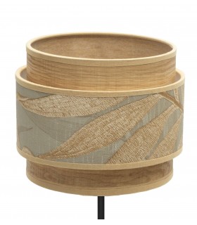 LAMPARA DE SOBREMESA TEXTIL GRIS Y MARRON METAL NEGRO MDMHOGAR