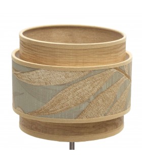 LAMPARA DE SOBREMESA TEXTIL GRIS Y MARRON ORO VIEJO MDMHOGAR