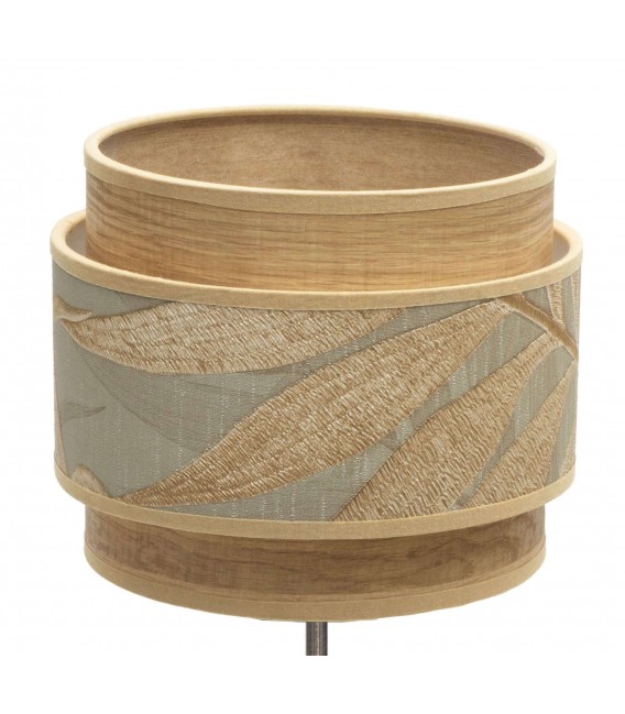 LAMPARA DE SOBREMESA TEXTIL GRIS Y MARRON ORO VIEJO MDMHOGAR