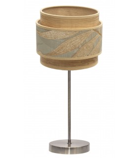 LAMPARA DE SOBREMESA TEXTIL GRIS Y MARRON ORO VIEJO MDMHOGAR