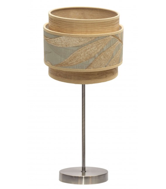 LAMPARA DE SOBREMESA TEXTIL GRIS Y MARRON ORO VIEJO MDMHOGAR