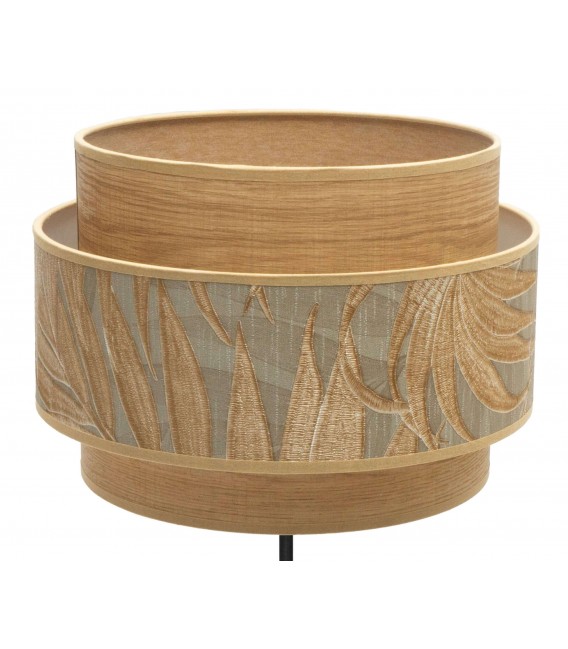 LAMPARA DE SOBREMESA TEXTIL GRIS Y MARRON METAL NEGRO MDMHOGAR