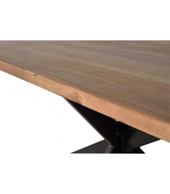 MESA DE COMEDOR GRANDE MADERA ACACIA METAL NEGRO MDMHOGAR
