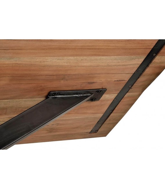 MESA DE COMEDOR GRANDE MADERA ACACIA METAL NEGRO MDMHOGAR