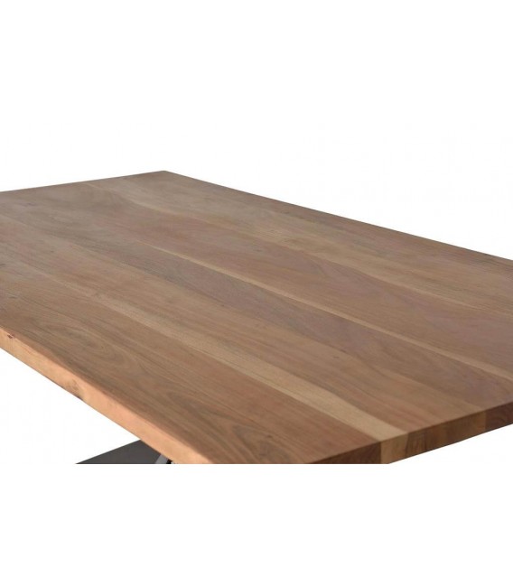 MESA DE COMEDOR GRANDE MADERA ACACIA METAL NEGRO MDMHOGAR