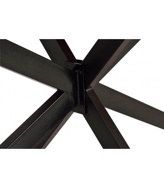 MESA DE COMEDOR GRANDE MADERA ACACIA METAL NEGRO MDMHOGAR