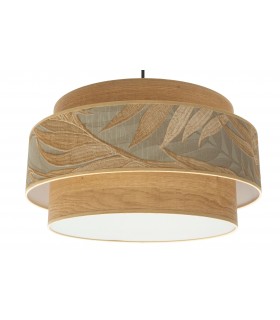 LAMPARA DE TECHO TEXTIL GRIS Y MARRON METAL NEGRO MDMHOGAR