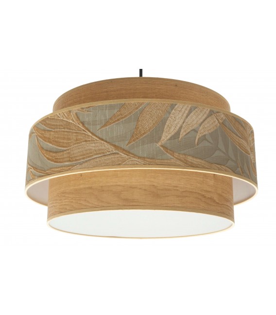 LAMPARA DE TECHO TEXTIL GRIS Y MARRON METAL NEGRO MDMHOGAR