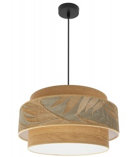 LAMPARA DE TECHO TEXTIL GRIS Y MARRON METAL NEGRO MDMHOGAR