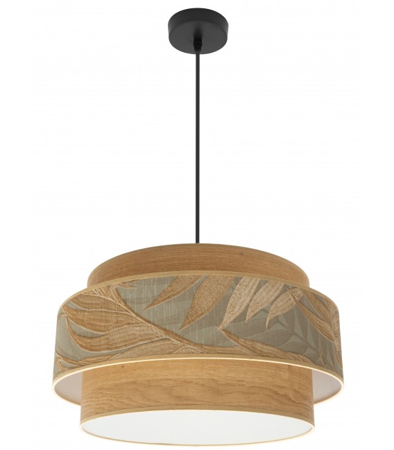 LAMPARA DE TECHO TEXTIL GRIS Y MARRON METAL NEGRO MDMHOGAR