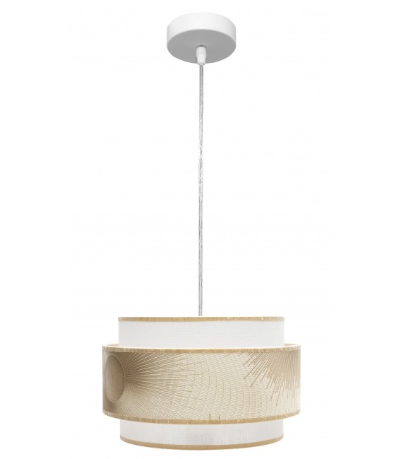 LAMPARA DE TECHO METAL ORO TEXTIL BLANCO Y ORO MDMHOGAR