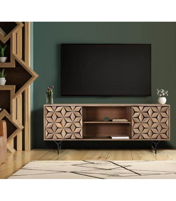 MUEBLE DE TV MADERA DE MANGO Y METAL MDMHOGAR