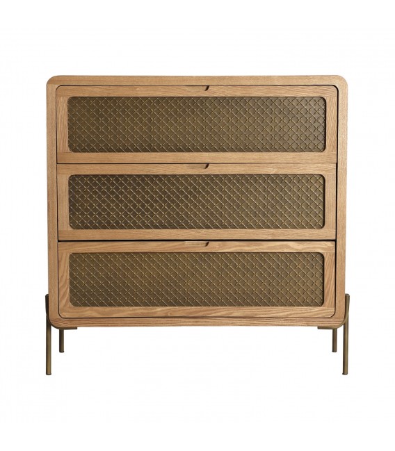 COMODA MADERA PINO ACERO ESTAMPADO ORO