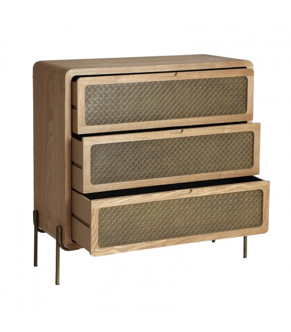 COMODA MADERA PINO ACERO ESTAMPADO ORO