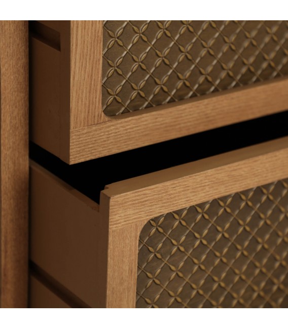COMODA MADERA PINO ACERO ESTAMPADO ORO