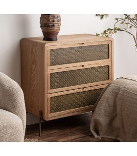 COMODA MADERA PINO ACERO ESTAMPADO ORO