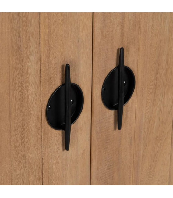 ARMARIO BAR 2 PUERTAS MADERA NATURAL Y METAL CREMA MDMHOGAR