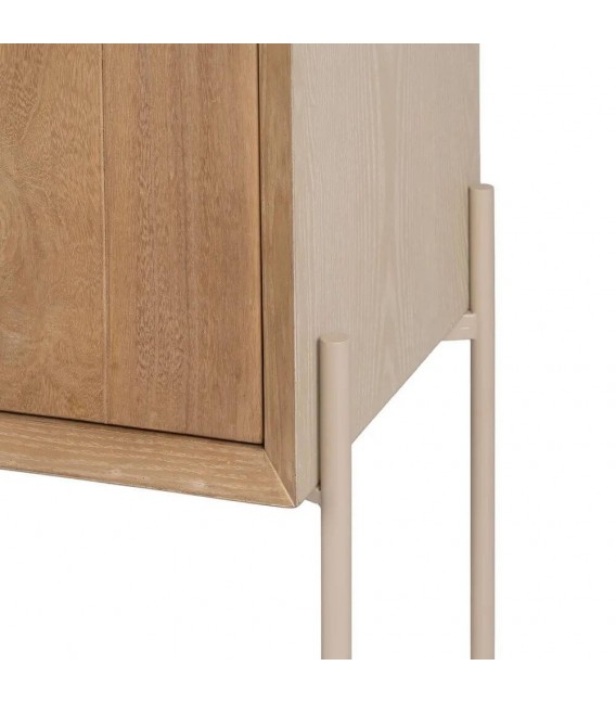 ARMARIO BAR 2 PUERTAS MADERA NATURAL Y METAL CREMA MDMHOGAR