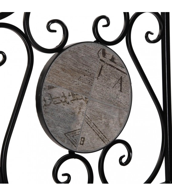 SET MESA Y 2 SILLAS JARDIN POGi METAL NEGRO CERAMICA IMITACION MADERA