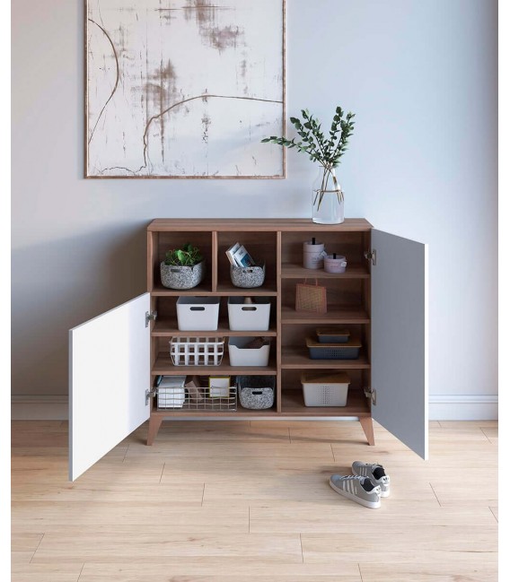 ZAPATERO MELAMINA BLANCA Y MARRON MDMHOGAR