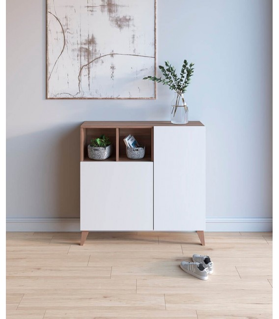 ZAPATERO MELAMINA BLANCA Y MARRON MDMHOGAR