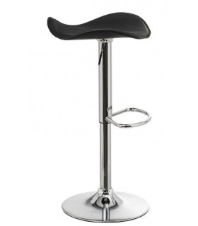 TABURETE BARRA ELEVABLE GIRATORIO QUINO METAL CROMADO POLIPIEL NEGRA