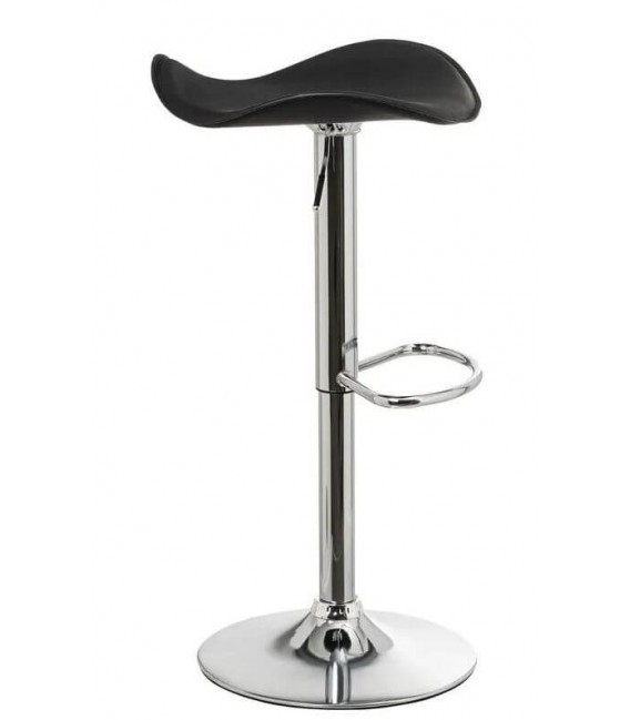 TABURETE BARRA ELEVABLE GIRATORIO QUINO METAL CROMADO POLIPIEL NEGRA