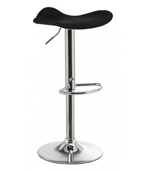 TABURETE BARRA ELEVABLE GIRATORIO QUINO METAL CROMADO POLIPIEL NEGRA