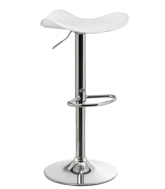 TABURETE BARRA ELEVABLE Y GIRATORIO METAL CROMADO POLIPIEL BLANCA