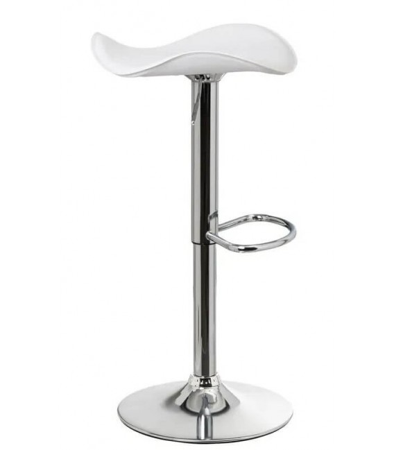 TABURETE BARRA ELEVABLE Y GIRATORIO METAL CROMADO POLIPIEL BLANCA
