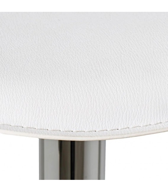 TABURETE BARRA ELEVABLE Y GIRATORIO METAL CROMADO POLIPIEL BLANCA
