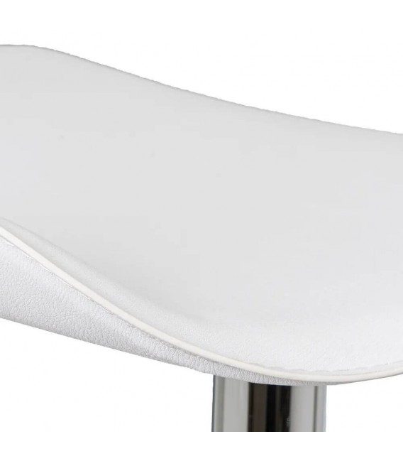 TABURETE BARRA ELEVABLE Y GIRATORIO METAL CROMADO POLIPIEL BLANCA