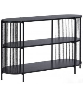 CONSOLA DE ENTRADA GRANDE MADERA DM Y METAL NEGRO MDMHOGAR