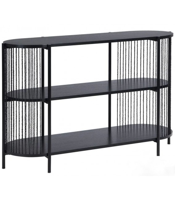 CONSOLA DE ENTRADA GRANDE MADERA DM Y METAL NEGRO MDMHOGAR