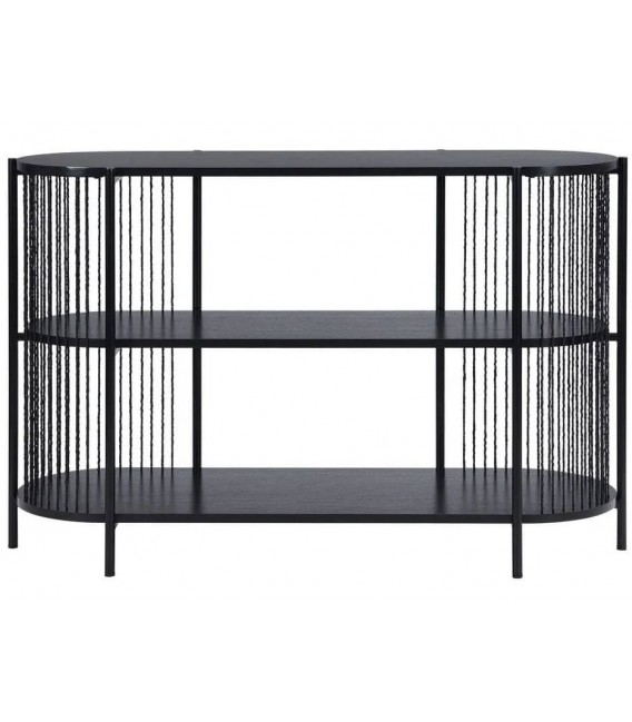 CONSOLA DE ENTRADA GRANDE MADERA DM Y METAL NEGRO MDMHOGAR