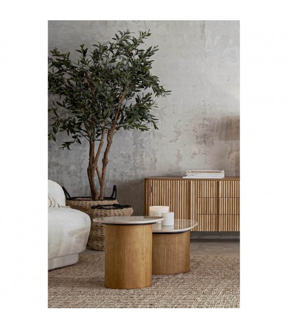 MESITA AUXILIAR 41 Ø X 37 DEVO MADERA HAYA NATURAL MARMOL MDMHOGAR
