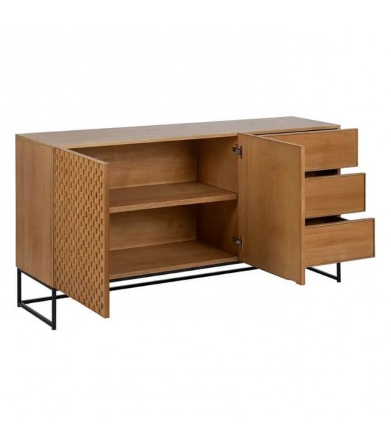 APARADOR MADERA DM FRESNO NATURAL METAL NEGRO MDMHOGAR