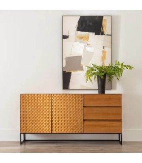 APARADOR MADERA DM FRESNO NATURAL METAL NEGRO MDMHOGAR