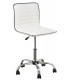 SILLA DE ESTUDIO ELEVABLE CON RUEDAS METAL CROMADO POLIPIEL BLANCA