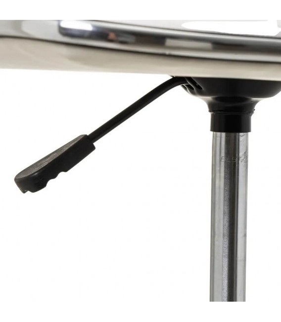 SILLA DE ESTUDIO ELEVABLE CON RUEDAS METAL CROMADO POLIPIEL BLANCA